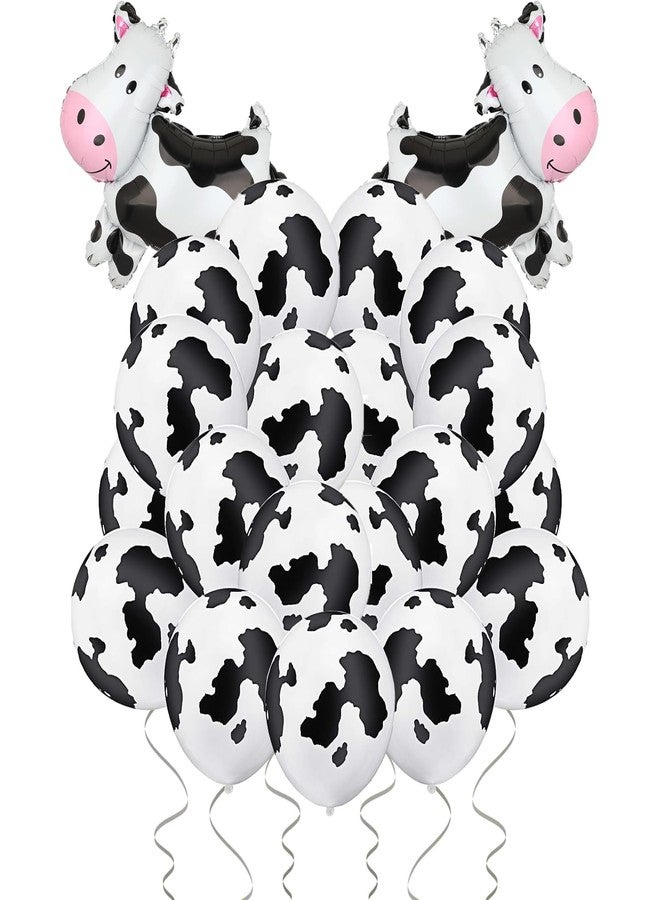 Hazyore 100 PCS Cow Print Balloons, 2 Pcs Big Cow Balloons 12 inch Cow Balloon Children's Party Cowboy Theme Birthday Party Girl's First Birthday Granary Farm Animal Theme Party Decorative Supplies - Image 1